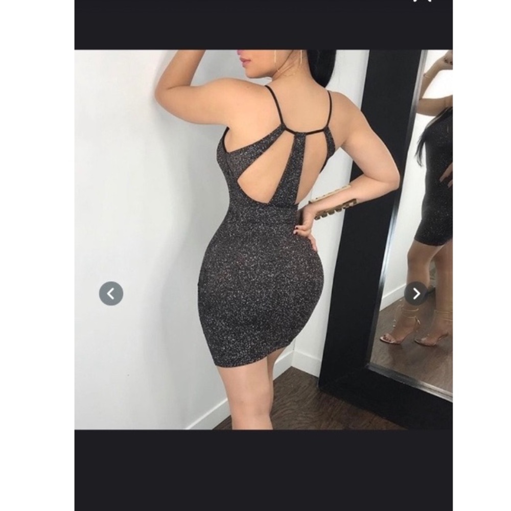 Shimmery lurex v-neck bodycon dress